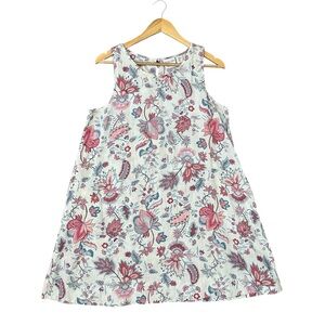 Rachel Zoe Linen Medium Floral Trapeze A Line Pocket Shift Dress Boho Chic